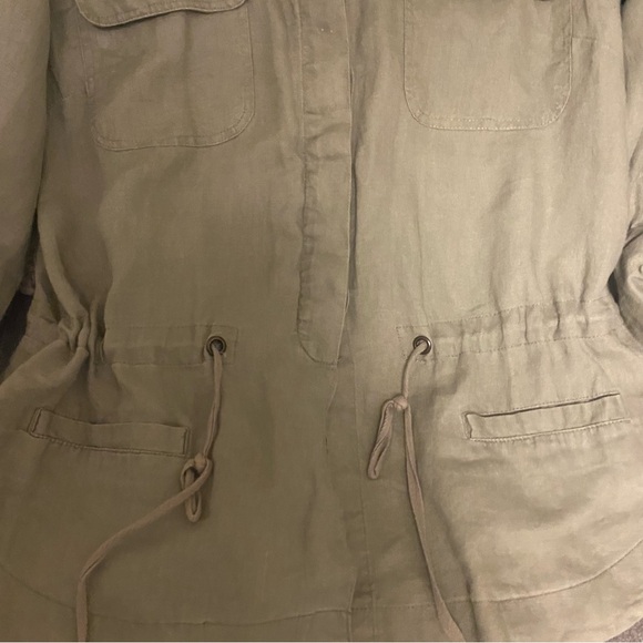 Cynthia Rowley Womens Size Large Army Green 100% Linen Drawstring Waist Jacket - Picture 14 of 16